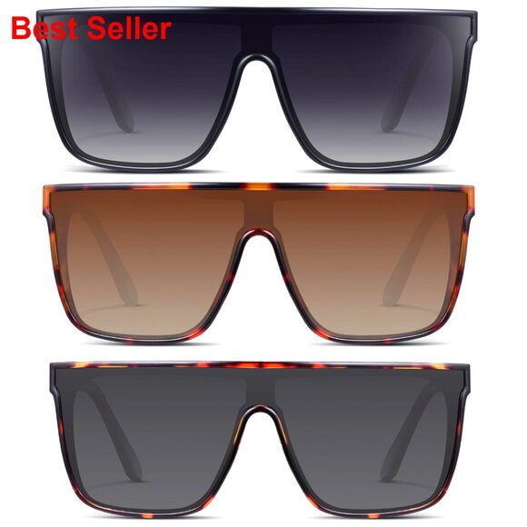Vintage Oversized Square Sunglasses UV Protection Large Frame Shades main image 4